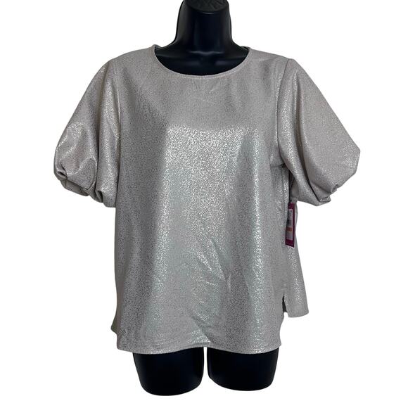 Vince Camuto Tops - Vince Camuto Women’s Confetti Ready Metallic Puff Sleeve Top Size: Small